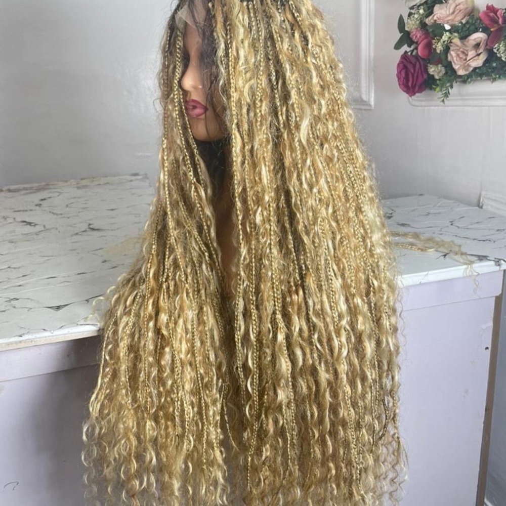 Luxurious Long Blonde Braided Wig